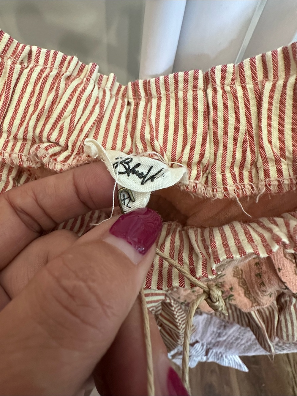 Boho Ruffle Wide-Leg Pants in Dusty Peach - Picture 7 of 8